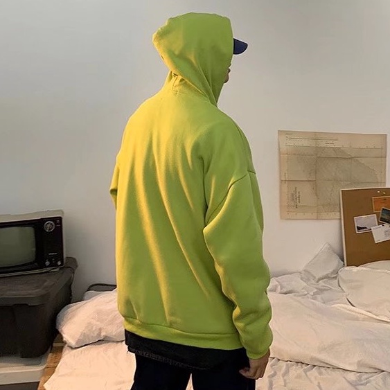 Áo khoác hoodie lót nhung dáng rộng màu sắc trẻ trung phong cách Hàn Quốc cho nam