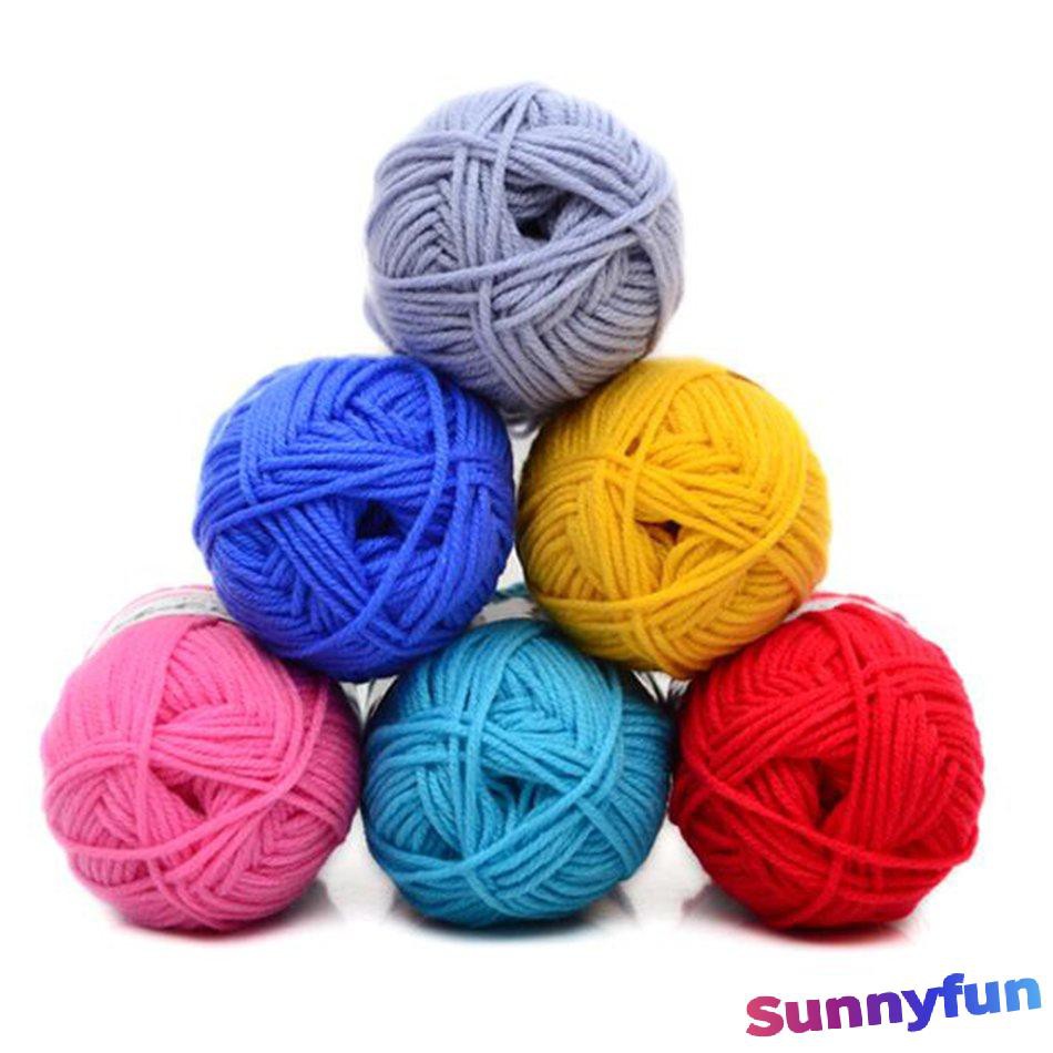 Set 4 Cuộn Len Chuyên Dụng Cho Đan Móc Cuộn len sợi cotton dày dặn đan móc búp bê DIY tiện lợi