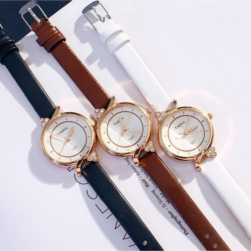 DHD199 [CỰC HOT] ĐỒNG HỒ NỮ DÂY DA TAQIYA ĐÍNH ĐÁ 3 MÀU CÁ TÍNH SIÊU ĐẸP | BigBuy360 - bigbuy360.vn