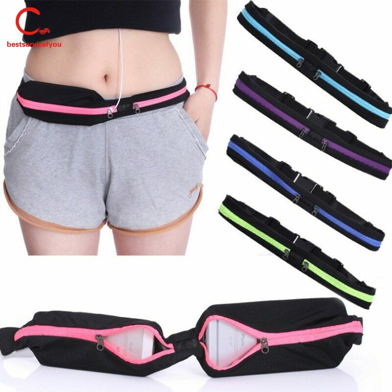 Dual Pocket Running Belt Adjustable Waist Bag for Sports Fitness Mobile Phones