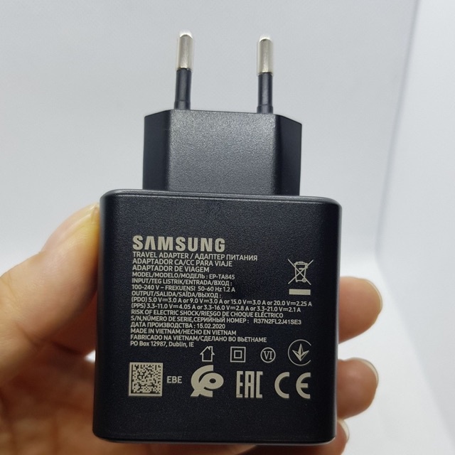 Bộ Sạc Siêu Nhanh 45w cho Samsung Galxaxy Note10 Plus/Note20/S20Ultra - Kèm cáp sạc nhanh 5A 2 đầu Type-C - chính hãng