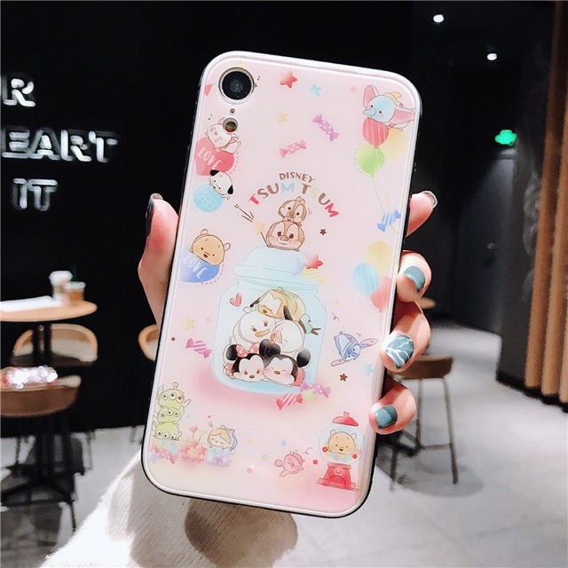 Ốp gương cường lực tsum tsum iPhoneXs Max