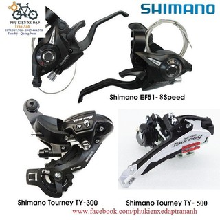 Combo - Cặp tay đề 8 củ đề sau và sang đĩa xe đạp Shimano