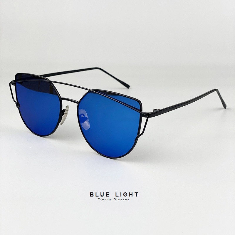 Kính Râm Mát Nam Nữ Mắt Mèo Đen, Tráng Gương Đỏ, Xanh Dương - BLUE LIGHT SHOP