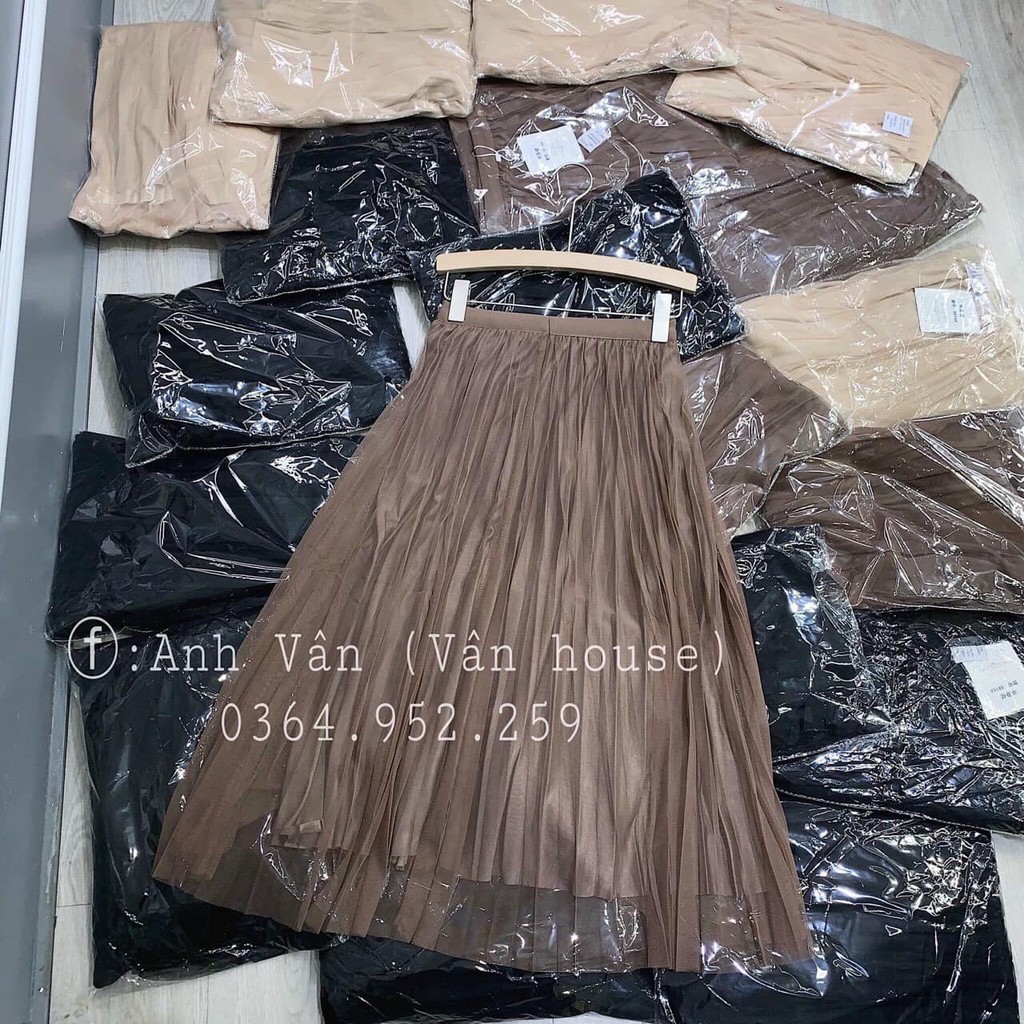 Chân váy xếp ly dạ lưới mặc đc 2 mặt