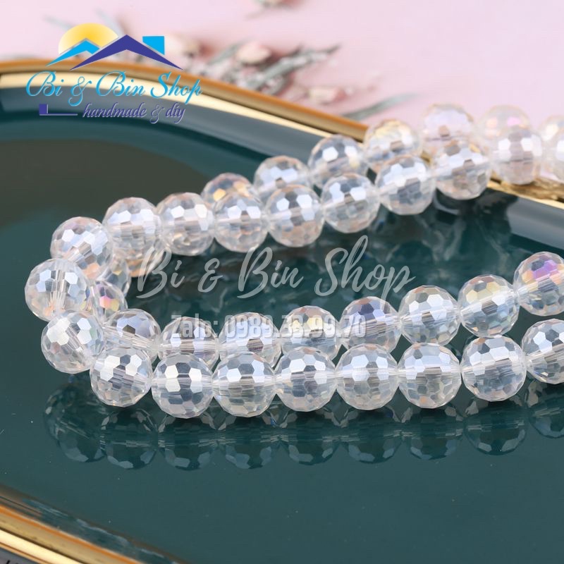 25 Viên Pha Lê Tròn Góc Nhuyễn 96 Mặt Làm Trang Sức Handmade