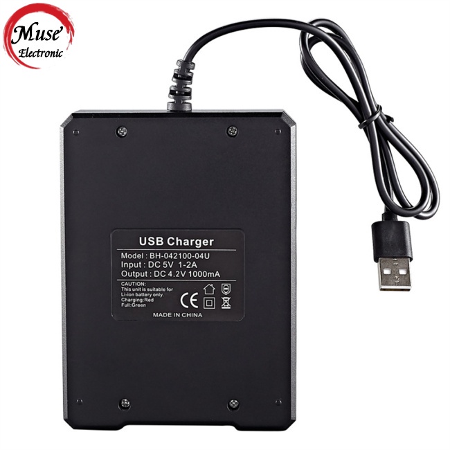 Cục Sạc Pin Lithium Hai Màu Hai Cổng Usb 4 Rãnh Cho Pin 18650
