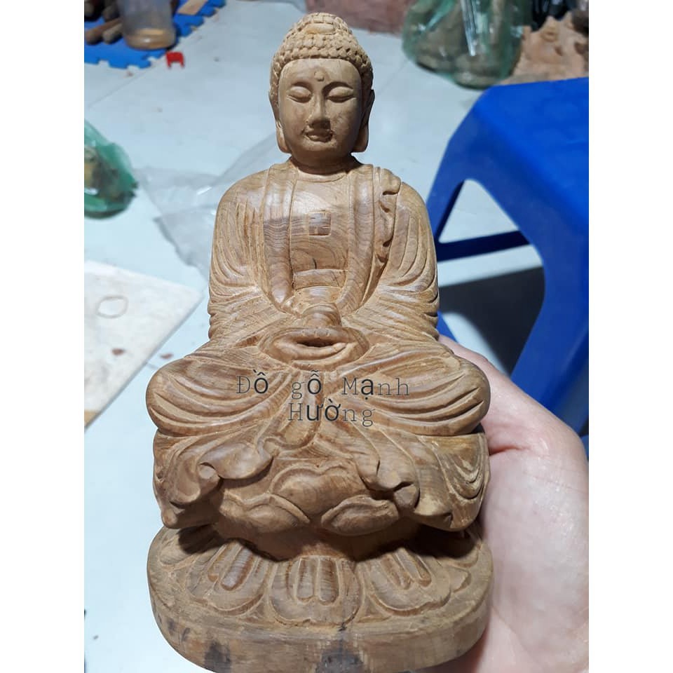 Tượng Phật Bằng gỗ -Tặng vòng đeo tay (để trên bàn lv với trên taplo ôtô ) -TẶNG VÒNG ĐEO TAY