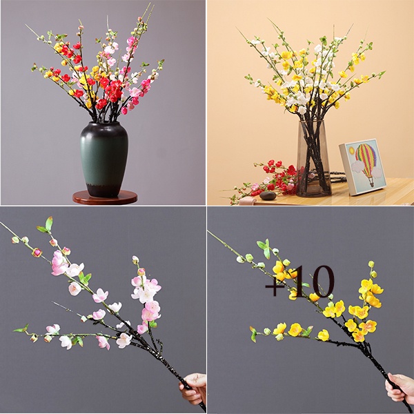 Hoa giả - Hoa Đào giả lụa cao cấp đẹp 65cm trang trí Tết hút tài lộc, decor nhà cửa ấm cúng