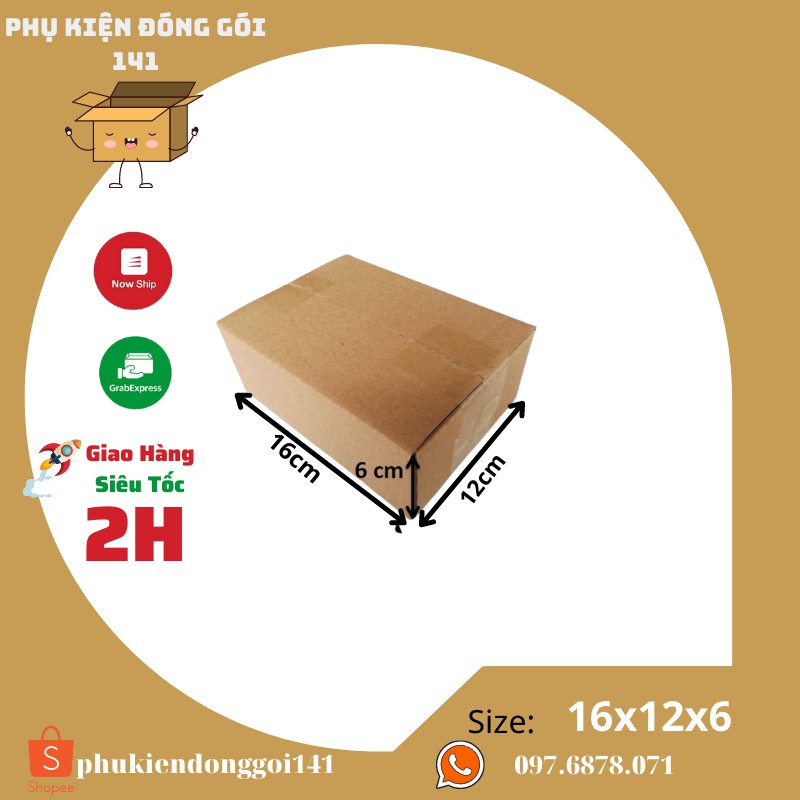 16x12x6cm Combo 50 thùng hộp carton đóng gói hàng hóa