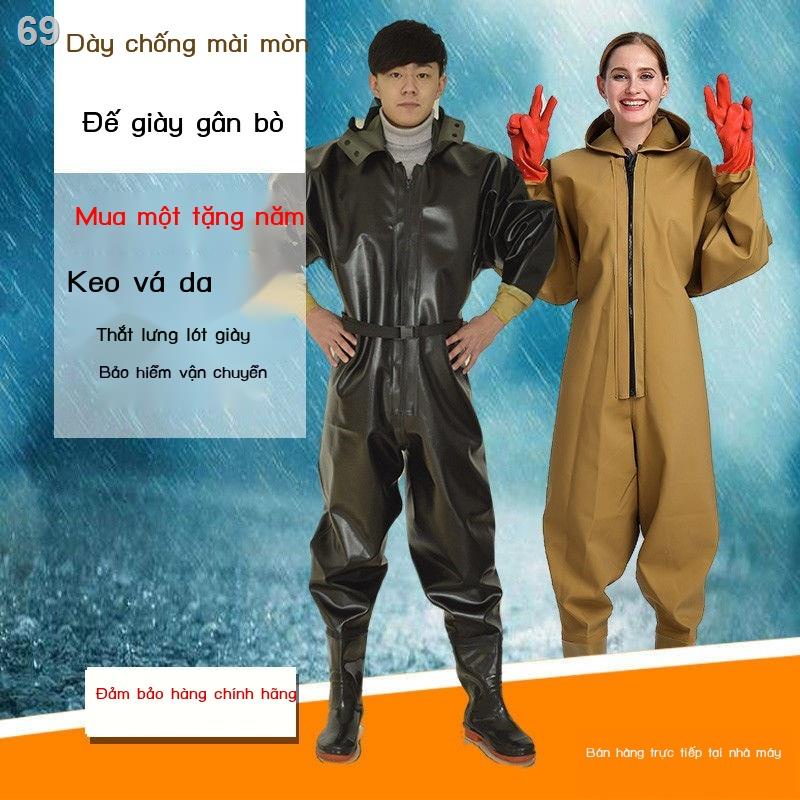 Toàn thân dày một mảnh quần lặn da ngã ba đào sen bộ đồ chạm cá đi mưa câu nam áo chống thấm
