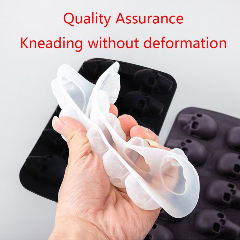 One Khuôn Silicon Làm Đá / Sô Cô La / Cocktail Hình Đầu Lâu 3D DIY 10 Ngăn Tiện Lợi Dành Cho Nhà Bếp / Quán Bar