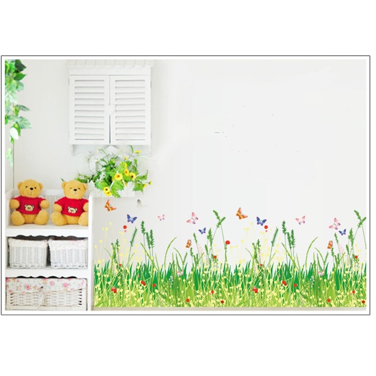 Decal dán trang trí chân tường Hoa Liti - DCT002