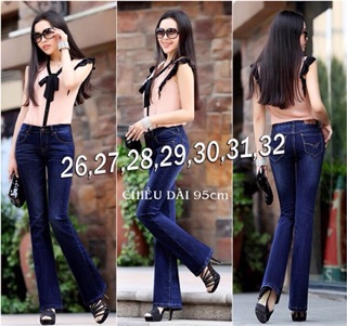 QUẦN JEAN ỐNG LOE LƯNG CAO 1 NÚT