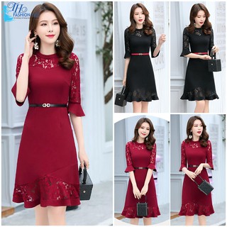 Đầm nữ váy đầm dự tiệc tay lỡ màu Đỏ và màu Đen, KHÔNG kèm thắt lưng TH003