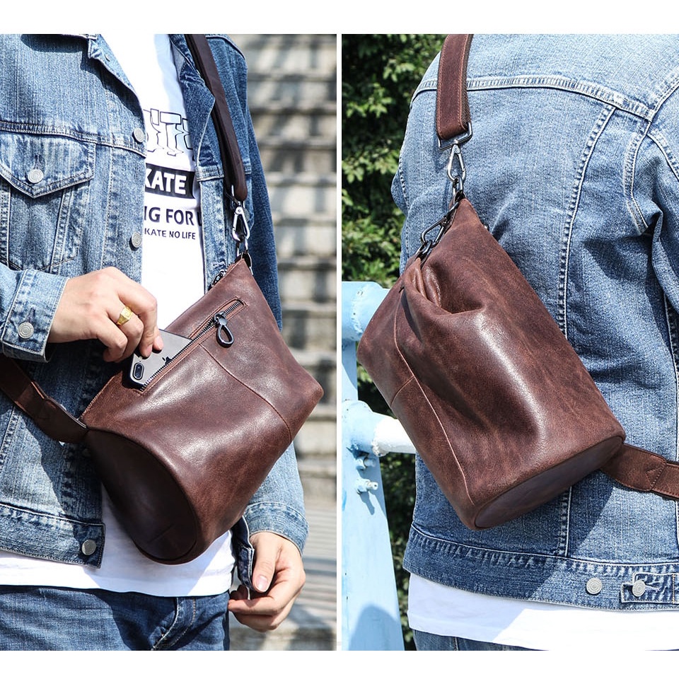 Túi da đeo chéo ngực thời trang cho nam
