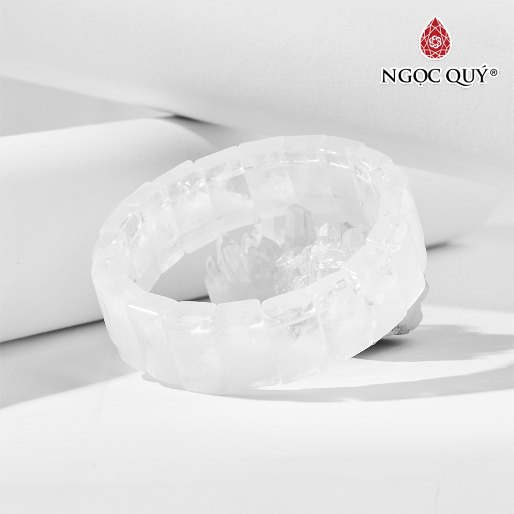 Vòng tay TA ưu linh trắng bản vuông - Ngọc Quý