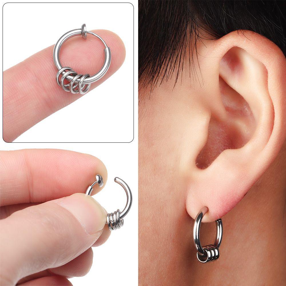 Khuyên Tai Tròn Bằng Thép Không Gỉ Thời Trang Cá Tính Hoops