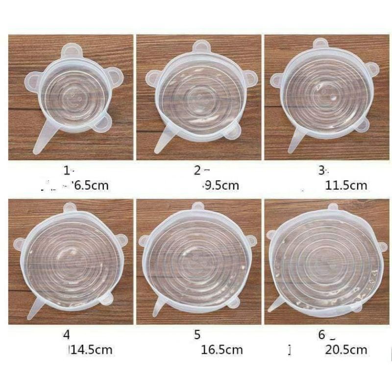 Combo 6 Nắp Silicon Tròn Bọc hộp Bọc Bát Tiện Lợi