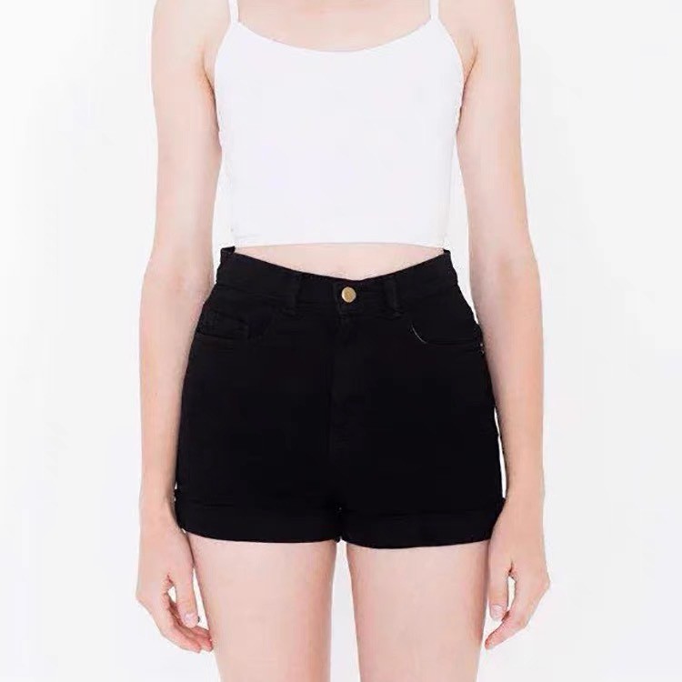 Quần short jean nữ BigSize lưng cao trên rốn, co dãn mạnh, phom ống rộng nhẹ, xăn lai, dành cho người béo 60kg~90kg 3825
