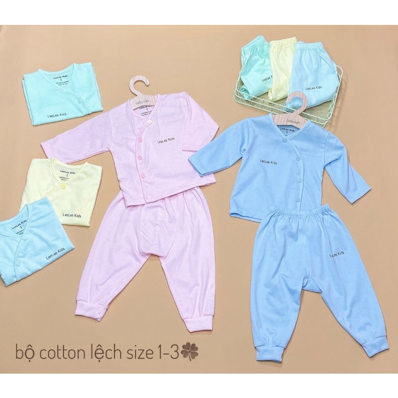 Bộ Quần Áo Dài Tay Leelee Kid Màu Trơn, Quần Đáp Đũng 3-8Kg