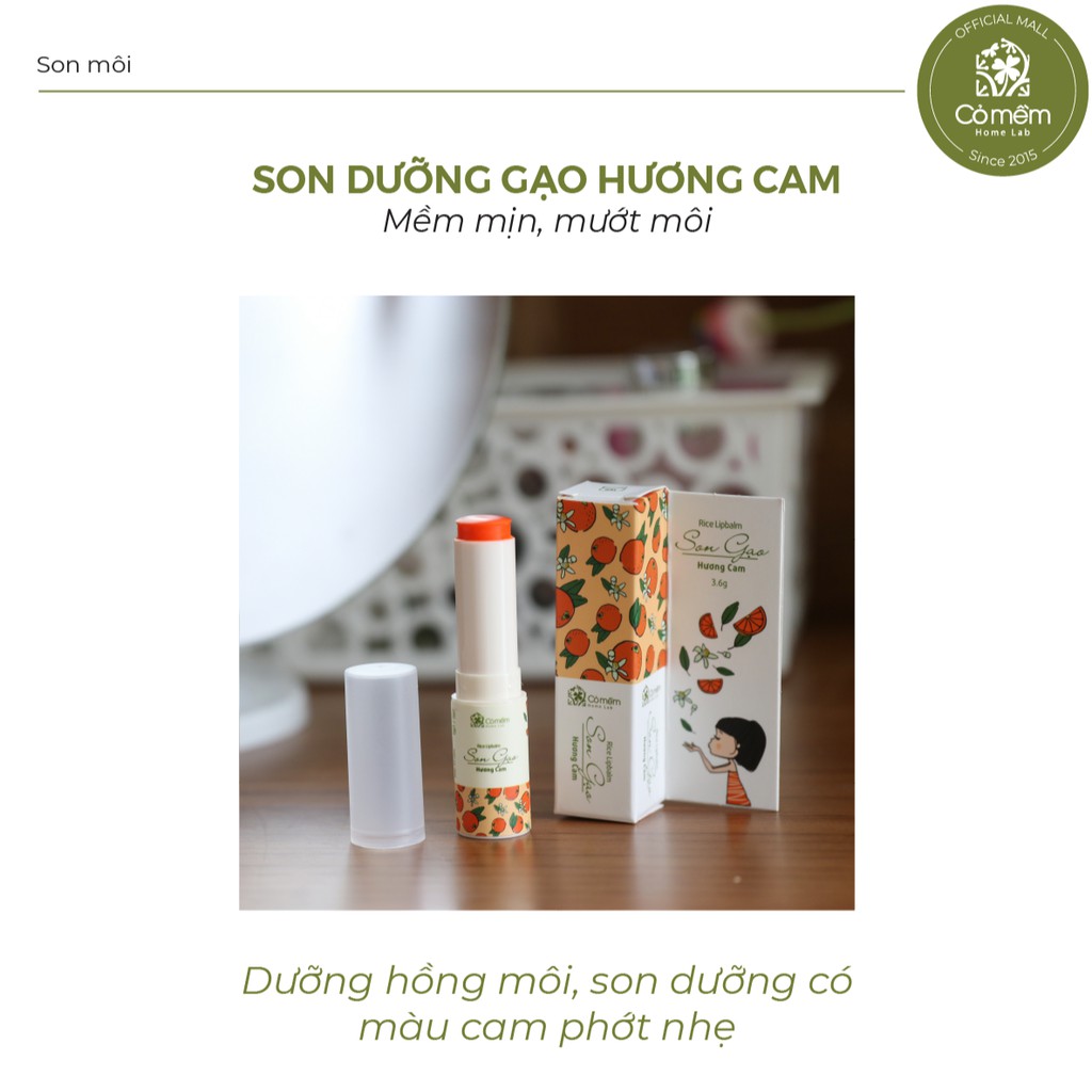 Son Dưỡng Môi Có Màu Gạo Hương Cam Dưỡng Môi Mềm Mại, Giảm Thâm Môi Cỏ Mềm 3,6g