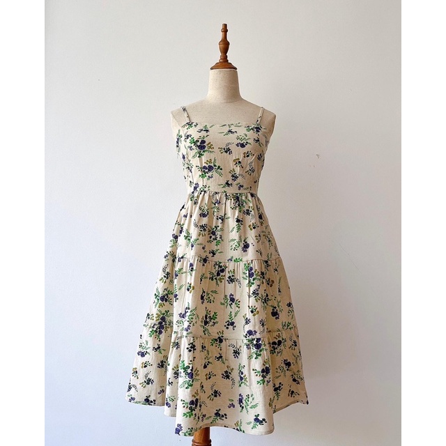 Đầm dây ba tầng in họa tiết, form xoè công chúa, lưng thun co giãn DOKESI  - Willow dress