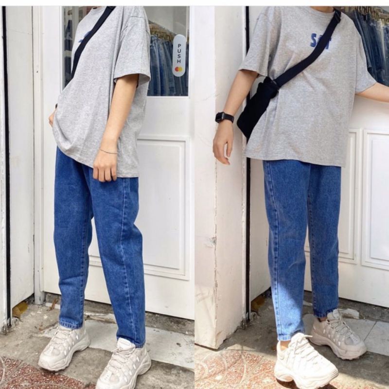 BAGGY JEAN XANH ĐẬM TRƠN /RÁCH BIGSIZE LƯNG CAO