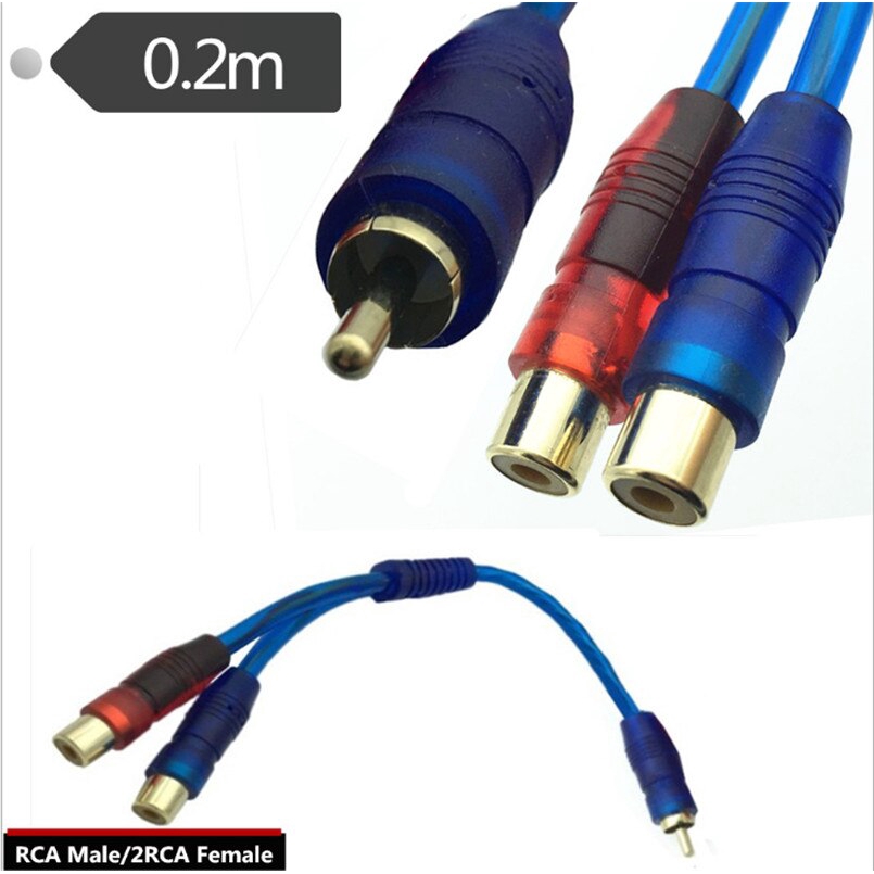 Gold Rca male plug to 2 RCA female jack adapter cable 0.2m RCA Plug/2 RCA Jack cable (1 RCA Male to 2 RCA Female)