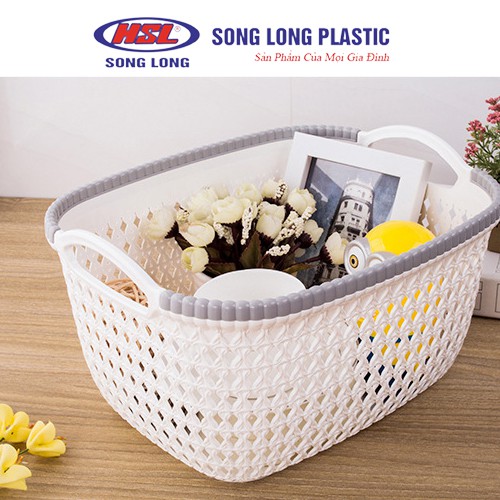 Giỏ nhựa đựng đồ có quai cầm Song Long Plastic đa năng tiện lợi, nhiều size, màu ngẫu nhiên (hồng, vàng, xanh, kem)