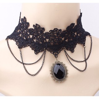 Vòng cổ choker đen mặt ngọc trai