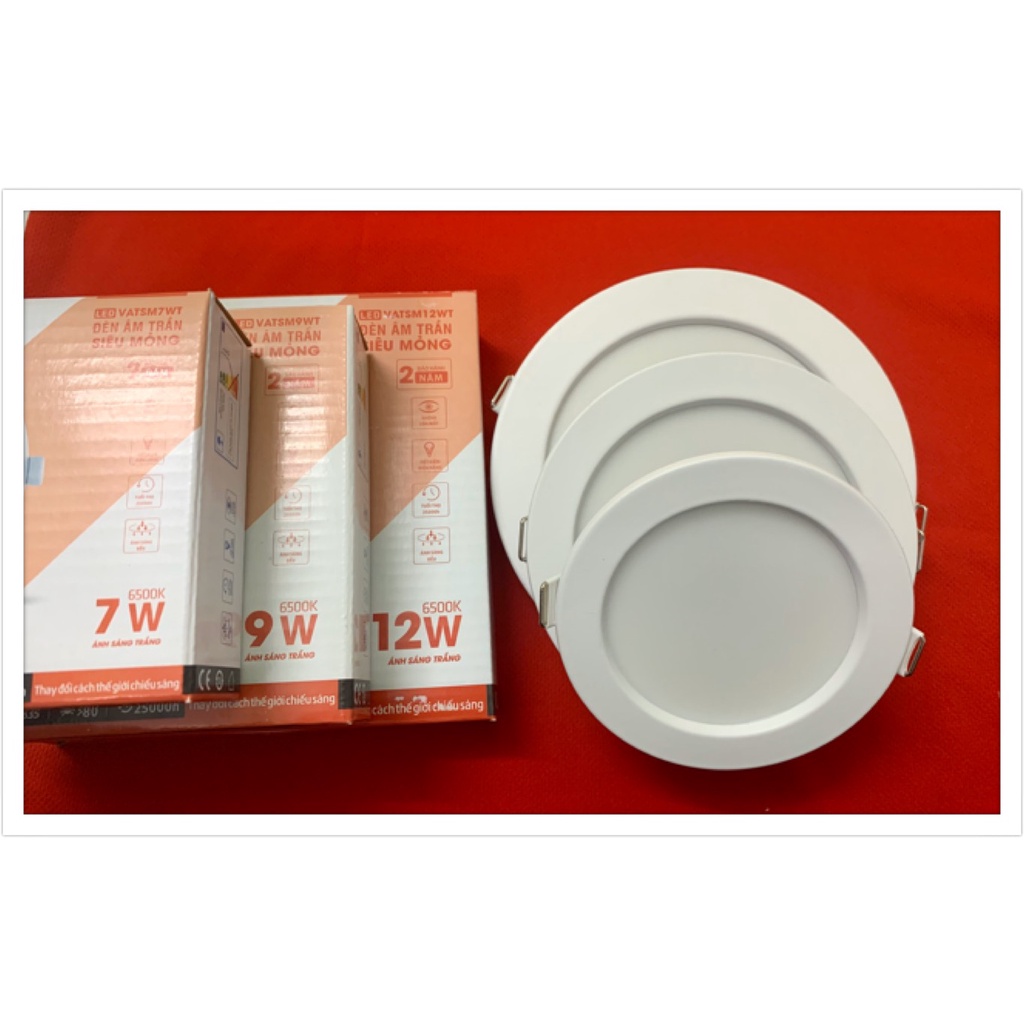 Đèn LED âm trần downlight VNE 7W 9W 12W siêu mỏng chính hãng siêu sáng tiết kiệm điện năng ánh sáng trắng vàng TT