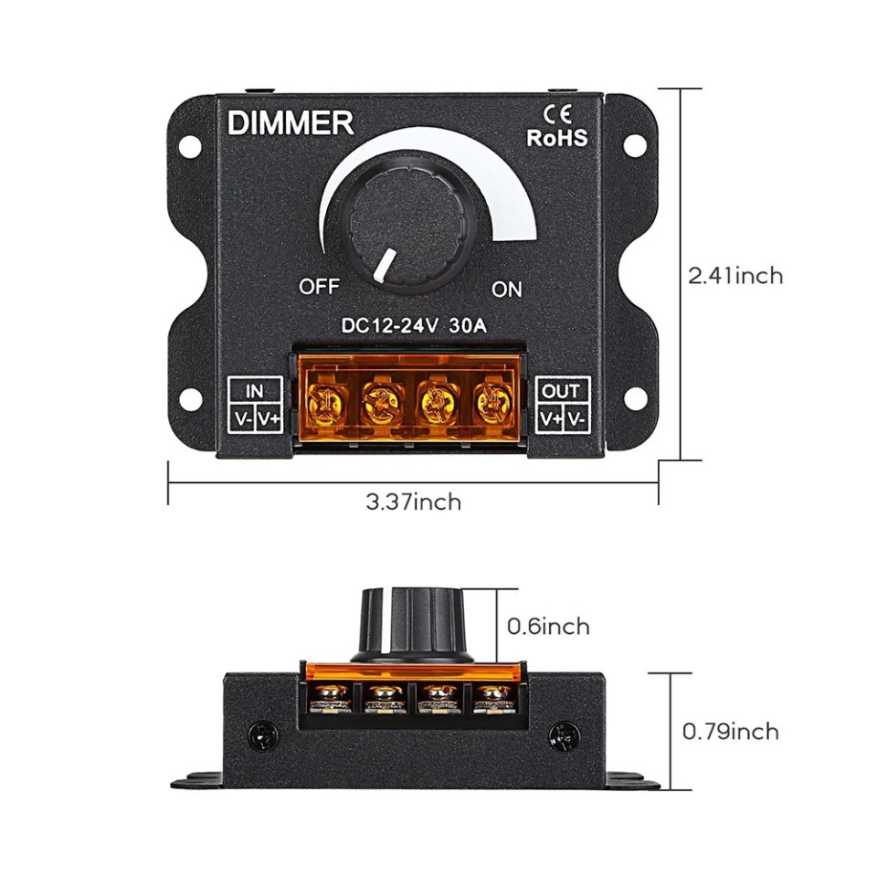 DIMMER điều chỉnh độ sáng đèn led 12/24vdc