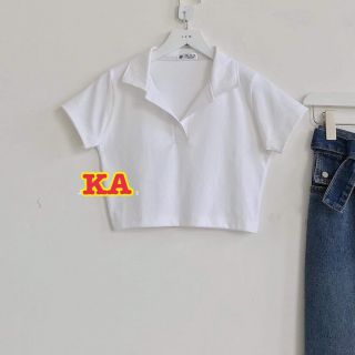 Sét bộ áo croptop cổ bẻ dễ thương