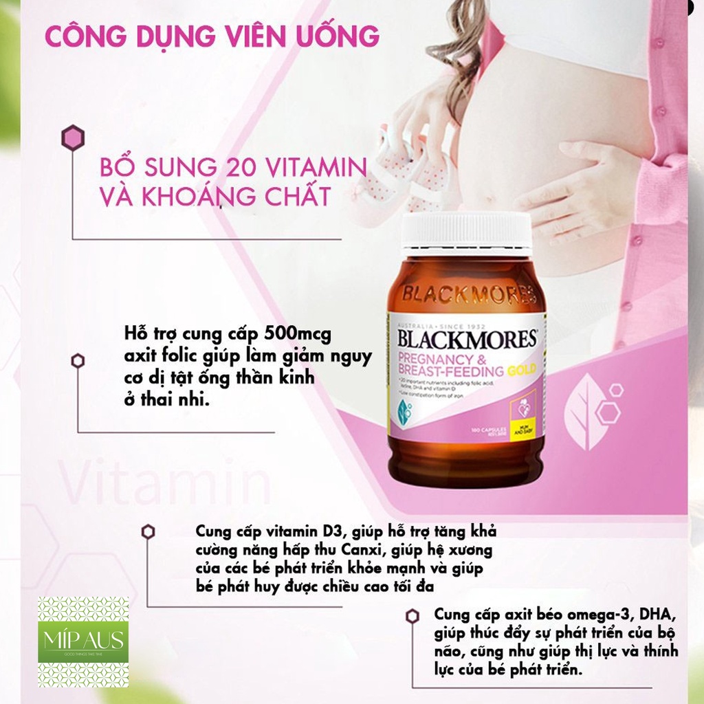 Vitamin tổng hợp cho bà bầu [CHÍNH HÃNG] Blackmores Pregnancy And Breast-Feeding Gold