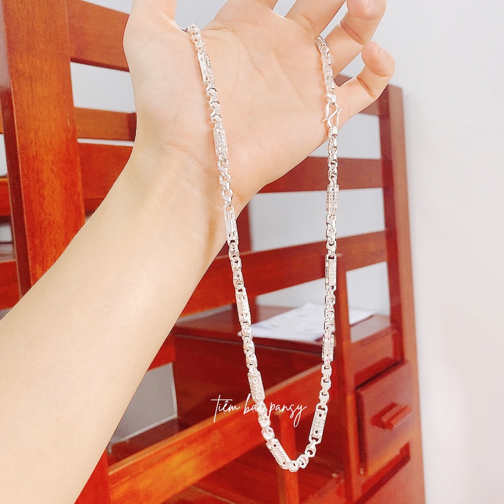 Dây chuyền bạc nam hình trụ kim tiền PANSY - Vòng cổ bạc ta cao cấp cho nam giới
