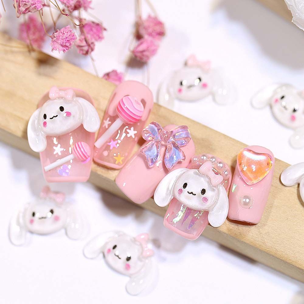 [Hàng mới về] Hạt cườm resin trong suốt hình chó tai to nhiều màu trang trí móng DIY