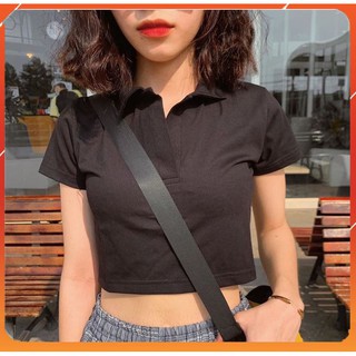 [ FLASH SALE ] [CLIP THẬT] ÁO CROPTOP CỔ SƠ MI [FREESHIP] [ẢNH THẬT] [BIG SALE] vải mềm mại