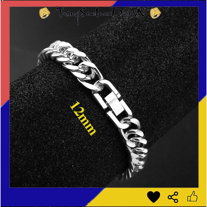 Lắc tay nam kiểu lặc đôi 12mm khóa bộ thời trang sáng đẹp, không đen, không gỉ, chọn size theo yêu cầu