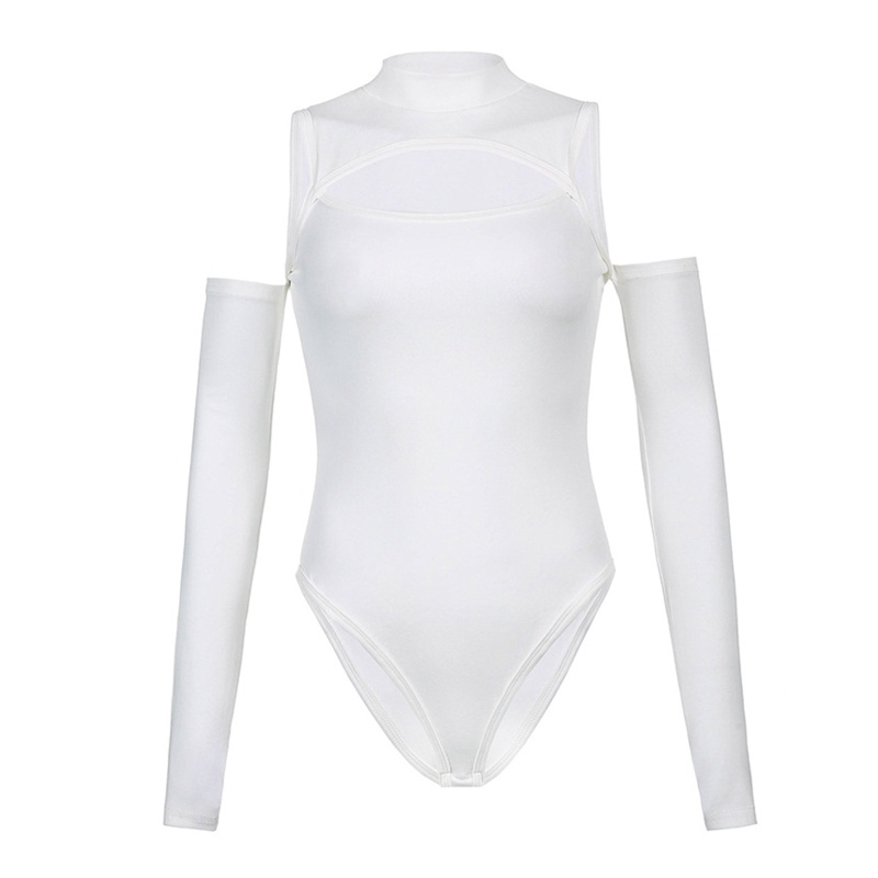 Brroa Bộ Áo Liền Quần Tay Dài Cổ Lọ Khoét Rỗng Ôm Dáng Phong Cách Harajuku Gothic Punk Quyến Rũ Cho Nữ