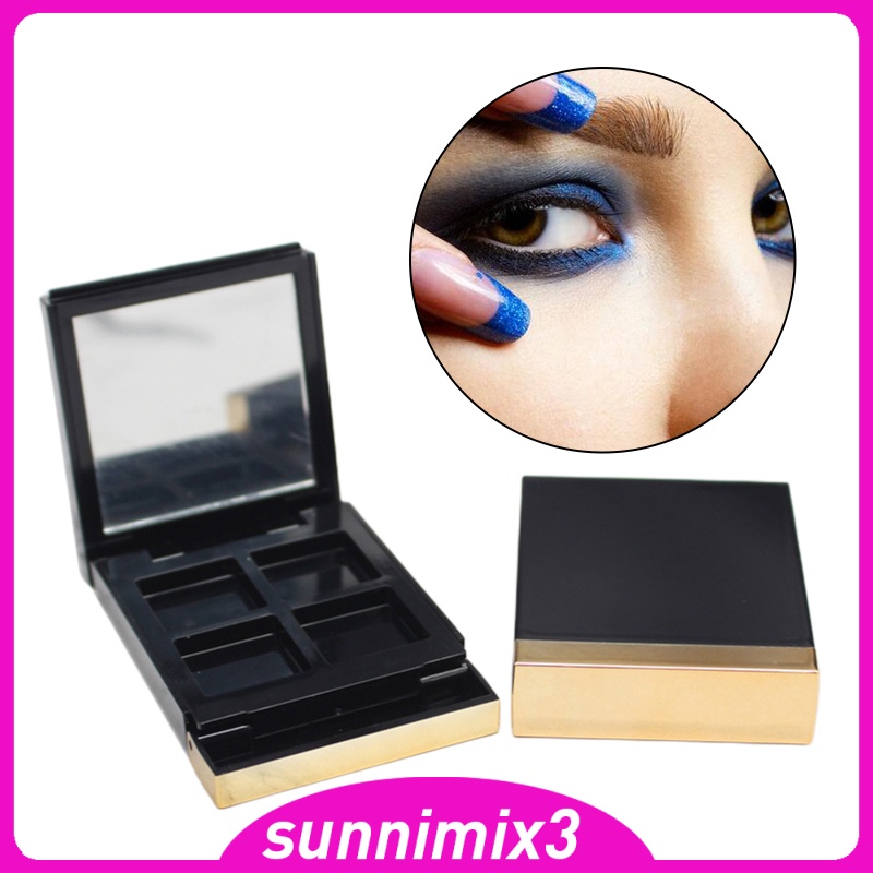 [Kayla Computing Shop] 4Grids DIY Eyeshadow Box Cosmetics Palette & Mirror Travel for Women Girls