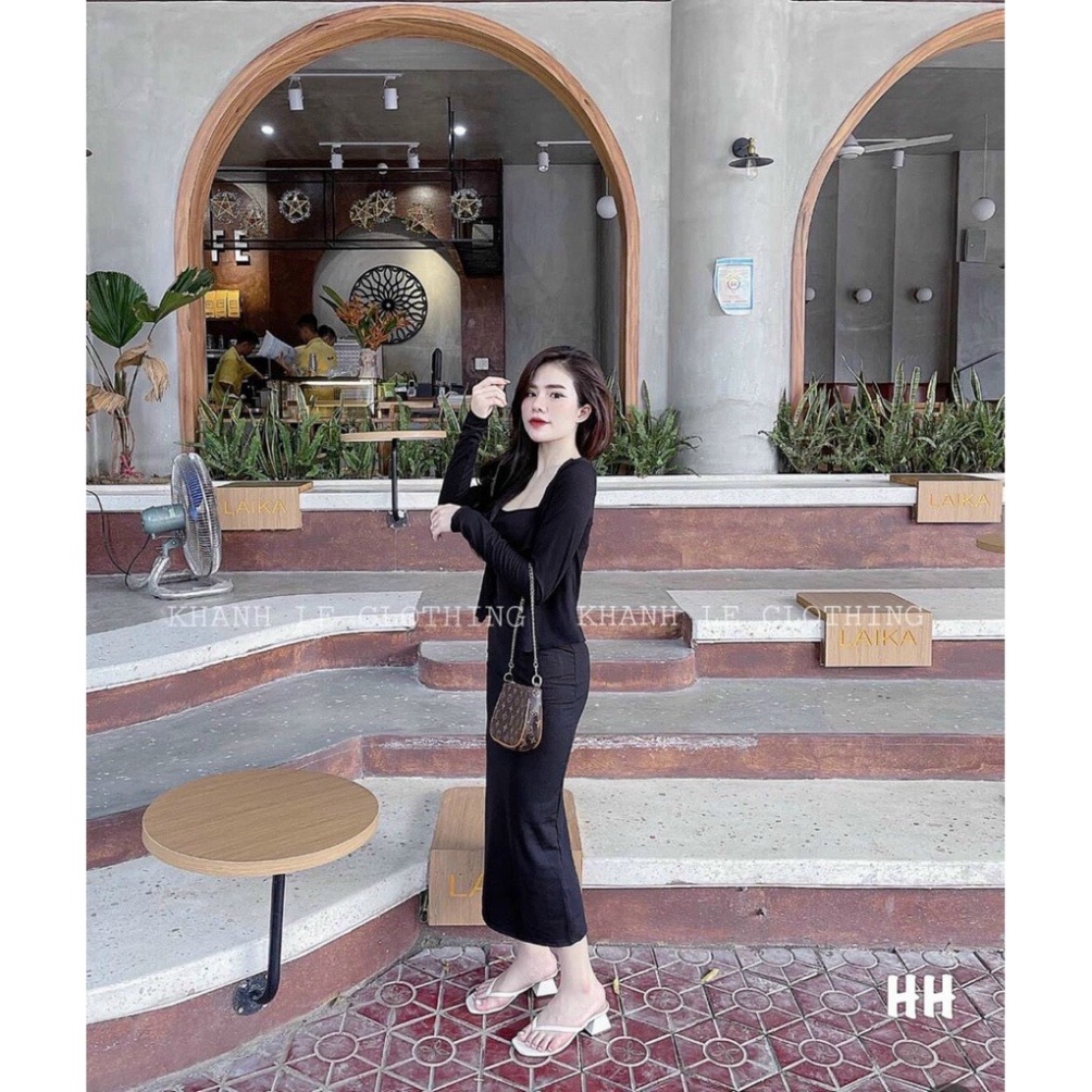Set Váy Maxi 2 Dây Kèm Áo Khoác Len Cadigan✌️ mùa thu đông - HÀNG MỚI VỀ | BigBuy360 - bigbuy360.vn