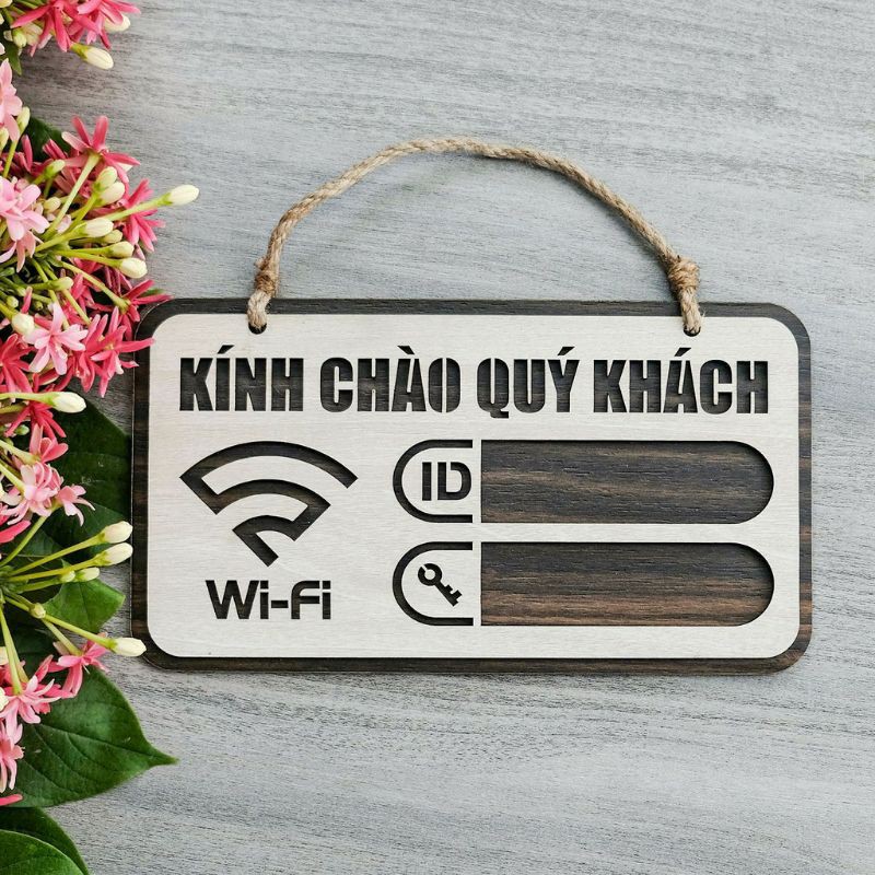 Bảng gỗ ghi chú Wifi 20x11cm