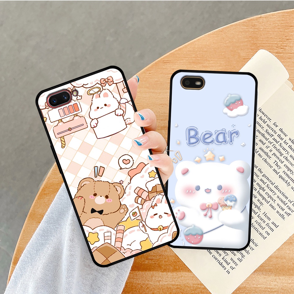 Ốp lưng Oppo A3s / Oppo A1k in hình caro gấu thỏ dễ thương