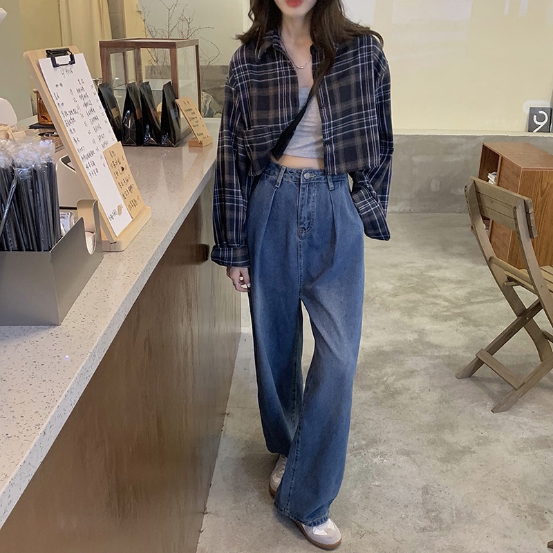 Áo Sơ Mi Nữ Dài Tay Kẻ Caro Thời Trang Hàn Quốc Trẻ Trung