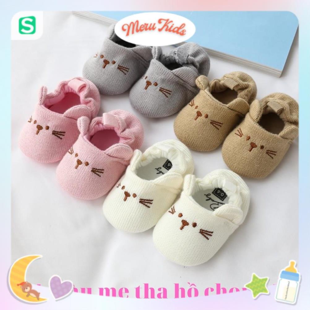 Giày len cho bé, Giày len chun sợi dệt hình chuột sơ sinh an toàn cho bé