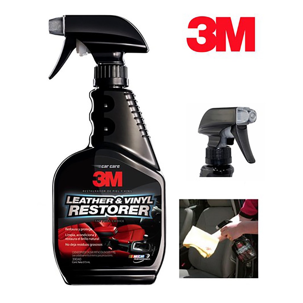 Chai Xịt Dưỡng Bóng và Bảo Vệ Nội Thất Ô Tô 3M Leather &amp; Vinyl Cleaner/Restorer 39040 437ml - Nhập Khẩu 3M USA