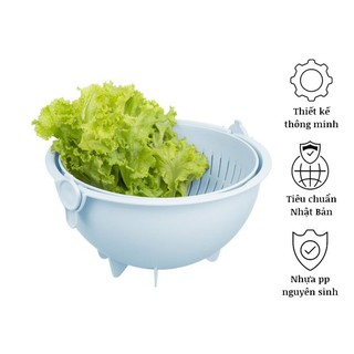 Bộ thau rổ xoay đa năng Yoko 28cm hàng inochi chính hãng ,2 lớp nhựa nguyên sinh nhựa PP an toàn sức khỏe