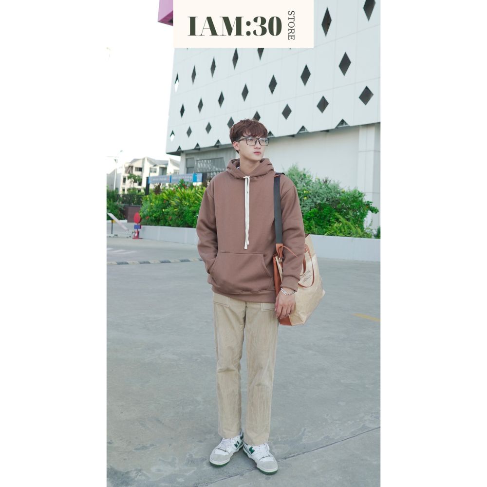 Áo hoodie nam nữ IAM:30 form rộng basic oversize chất nỉ đẹp