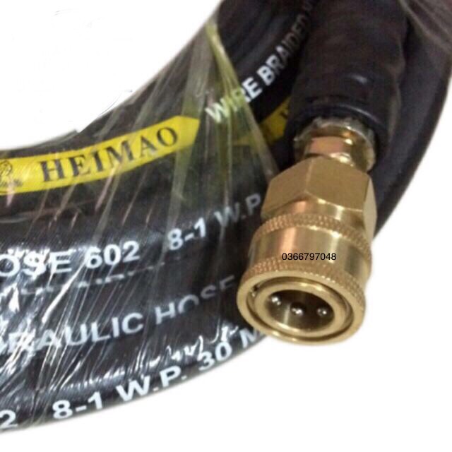 Dây rửa xe 3 lớp bố thép cao áp 15m+khớp nối nhanh 3\8